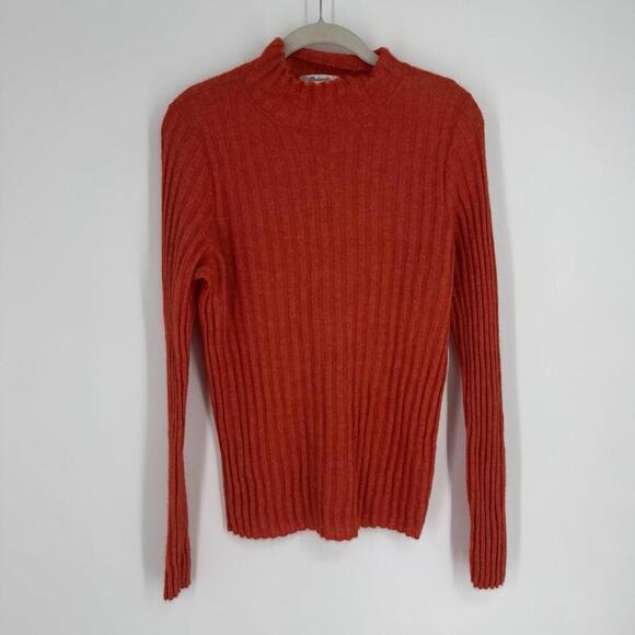 Madewell sweater XL orange mock neck alpaca stretch sheer lightweight fall - Picture 2 of 5